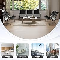 Vista 6 de Cómodas sillas de recepción de 3 asientos, banco de sala de espera con marco de metal, sillas de recepción de vestíbulo de piel sintética