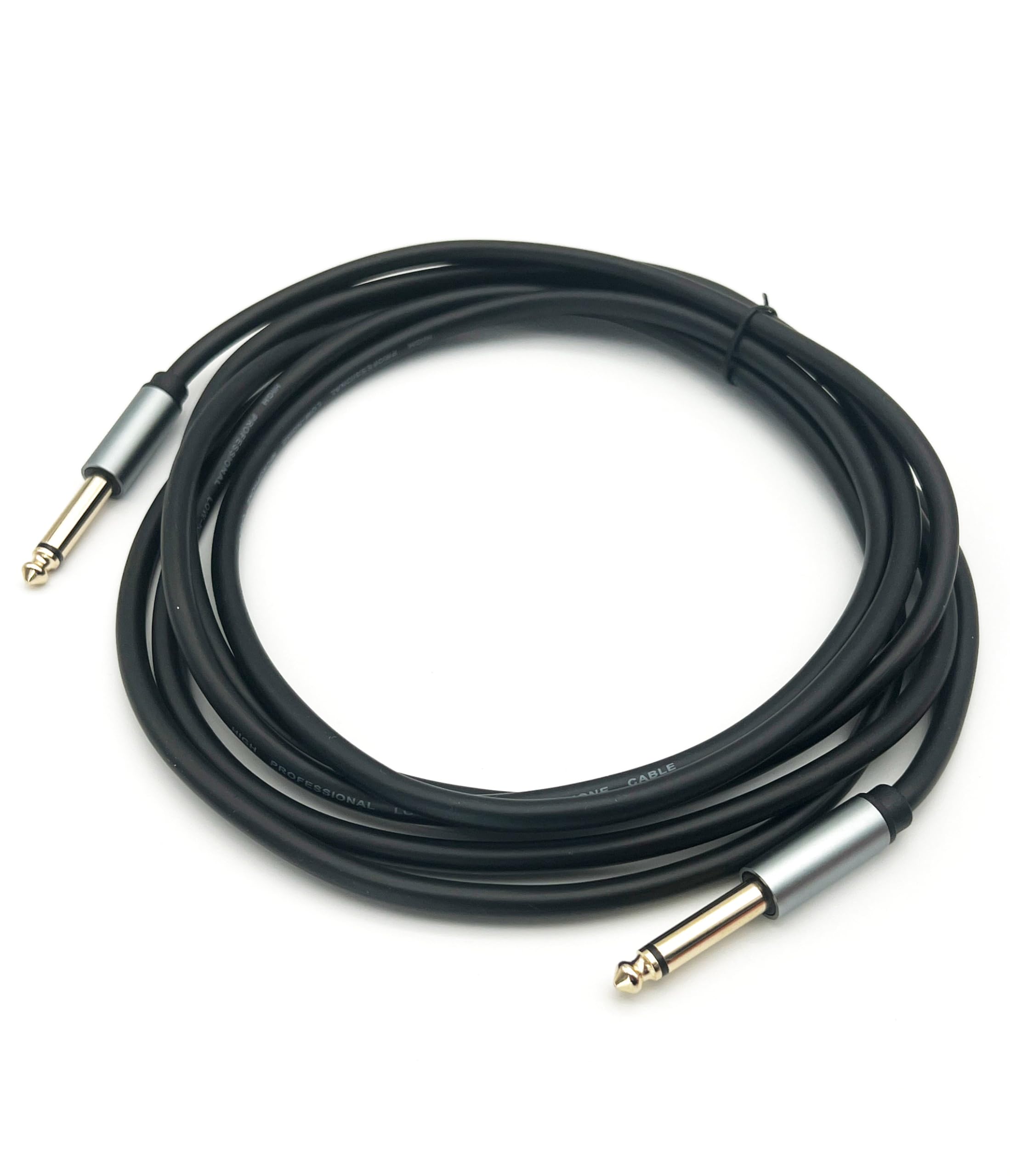 Câble de guitare 6,3 mm (câble audio mono avec prises jack pour guitares électriques/basses, claviers/synthétiseurs, à connecter à des amplis) – 4,9 m, noir, 3 mètres