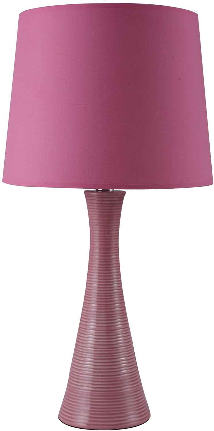 Black Friday - 80% OFF Ore International 31179PK Ceramic Ribbed Table Lamp, 26.5 x 14 x 14, Pink