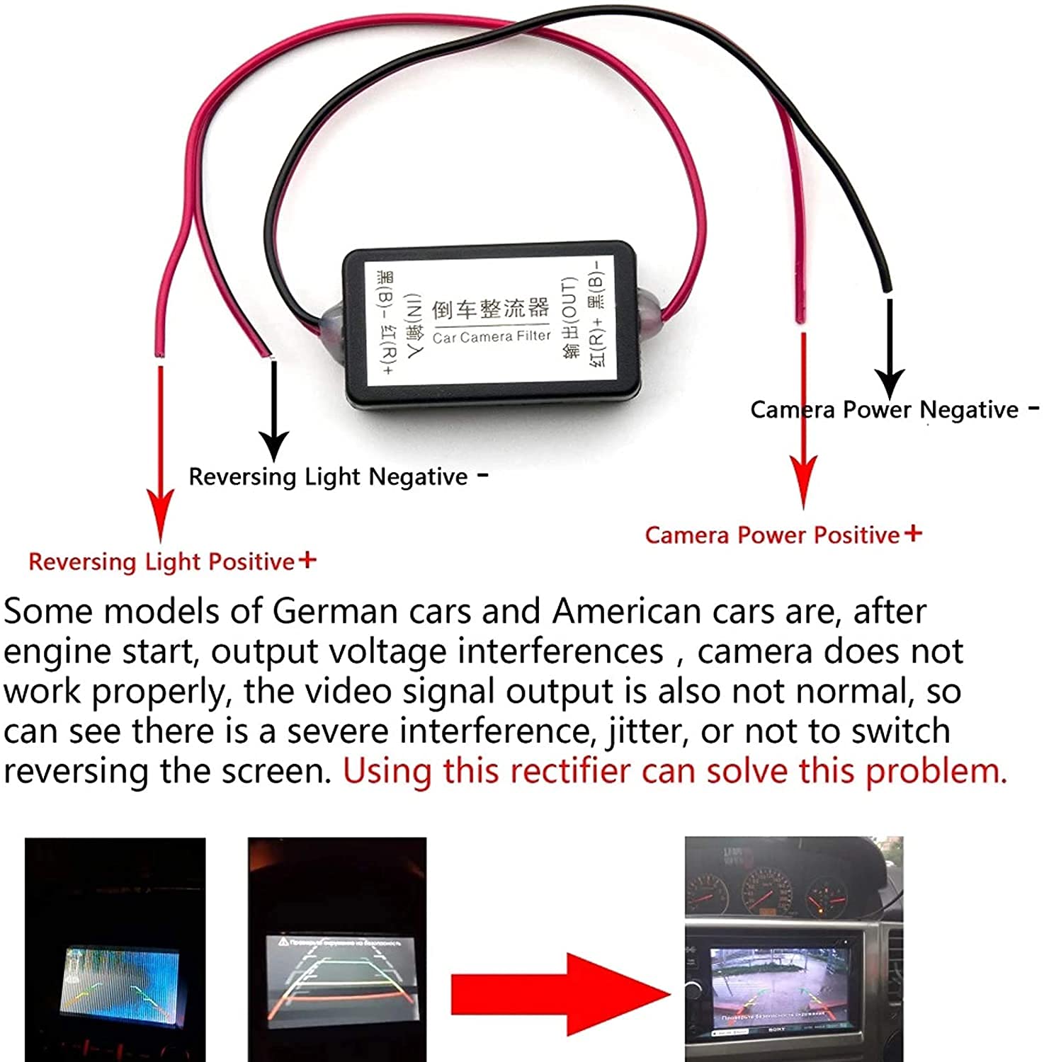 Cavo Filtro Alimentazione Per Telecamera Retrovisore Auto | Filtro Condensatore 12V | Antinterferenze - 2