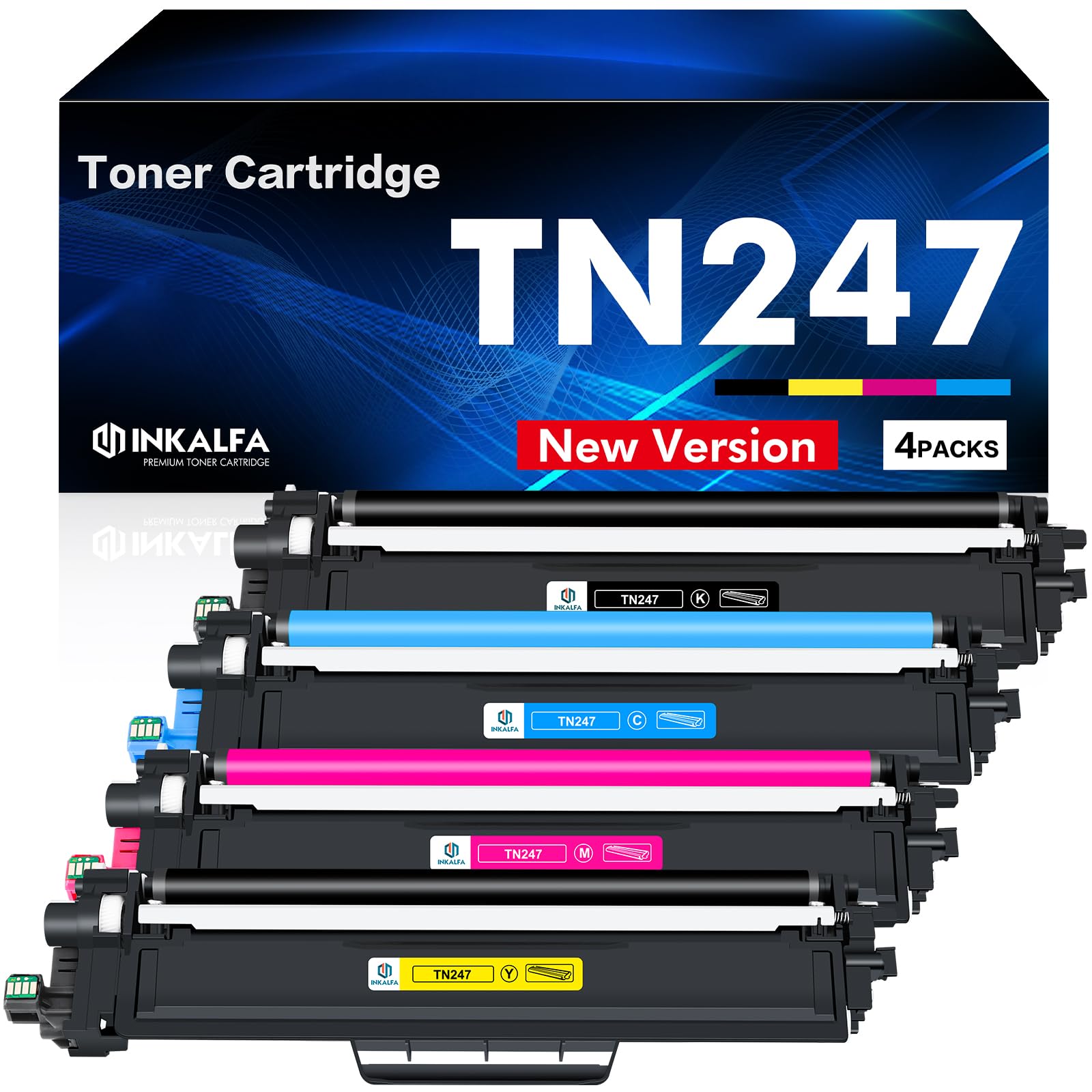 4er-Pack TN247 Kompatibel für Brother TN-243CMYK Toner für Brother MFC L3750CDW TN243CMYK TN243 MFC-L3750CDW DCP-L3550CDW MFC-L3770CDW HL-L3210CW HL-L3230CDW MFC-L3710CW TN247BK TN247C TN247Y TN247M