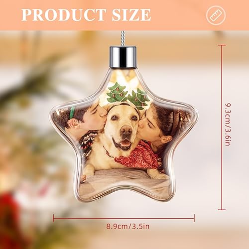 Miniatura 6 de Bemaystar Adorno de Navidad con foto personalizada, imagen de doble cara, estrella personalizada para árbol, decoraciones, regalos de Navidad para