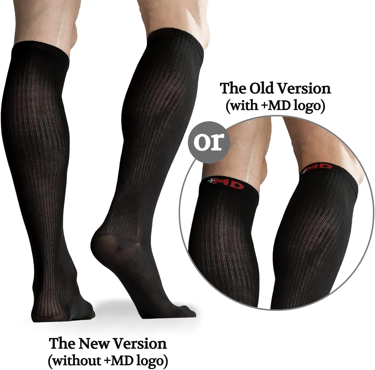 +MD Cotton Compression Socks for Women and Men 4/6 Pairs 15-20 mmHg Knee High Socks for Sports Travel Nurse Edema - Image 3