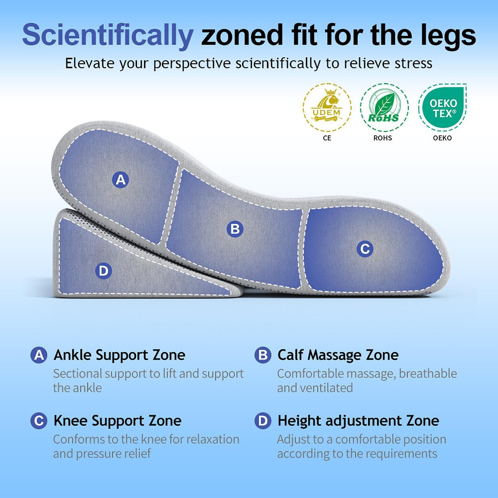Cuscino per Elevazione delle Gambe, Cuneo per Gambe per sul Fianco, Poggiapiedi Ortopedico, Memory Foam, Cuscino di Sollievo, Grigio Scuro