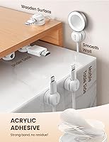 Vista 4 de Lamicall 6Pack Rotatable Cord Organizer Cable Clips - [1s Lock] Spring Cord Holder, Desk Phone Charger Cable Management, Wire Keeper for Nightstand