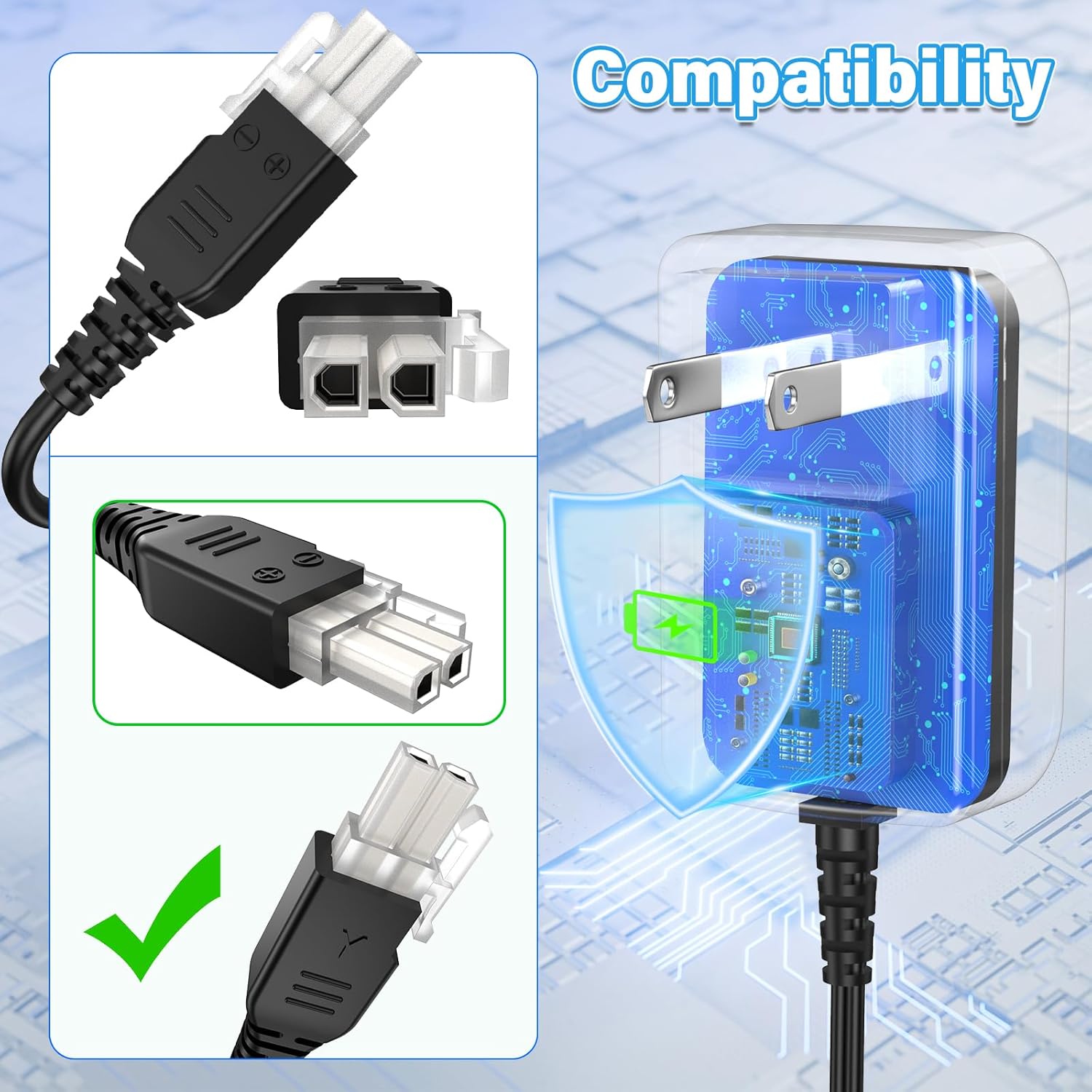 12V 24W Charger Replacement Compatible with Single Motor Standing Desk, Power Cord AC Adapter Fit for Adjustable Desk Standing Desk Motor Power Supply Charging Cable Plug