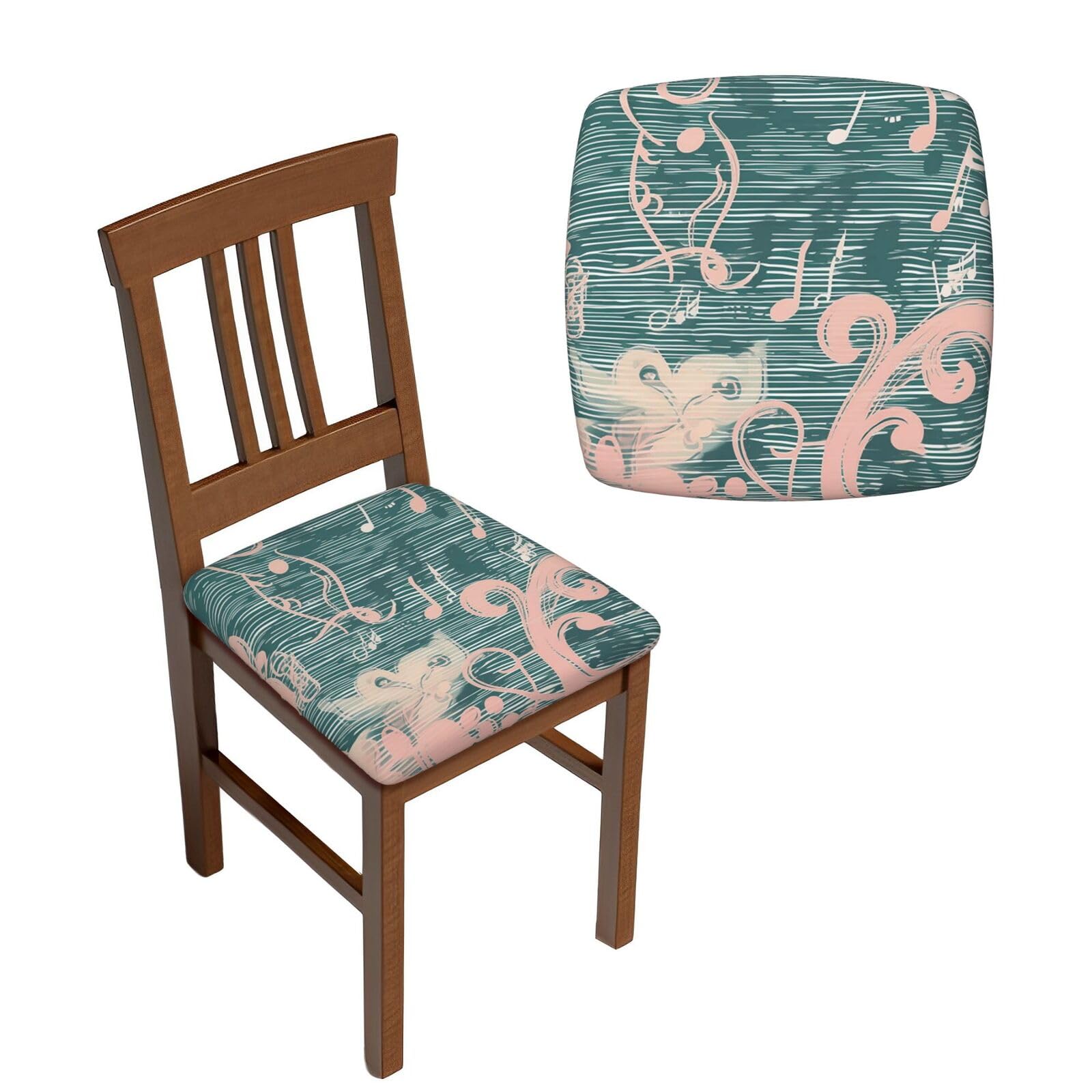 NONHAI 6PCS Dining Chair Seat Covers Set Dream Note Stretch Removable Chairs Covers Washable Seat Cushion Slipcovers Protector for Dining Room Kitchen Chairs