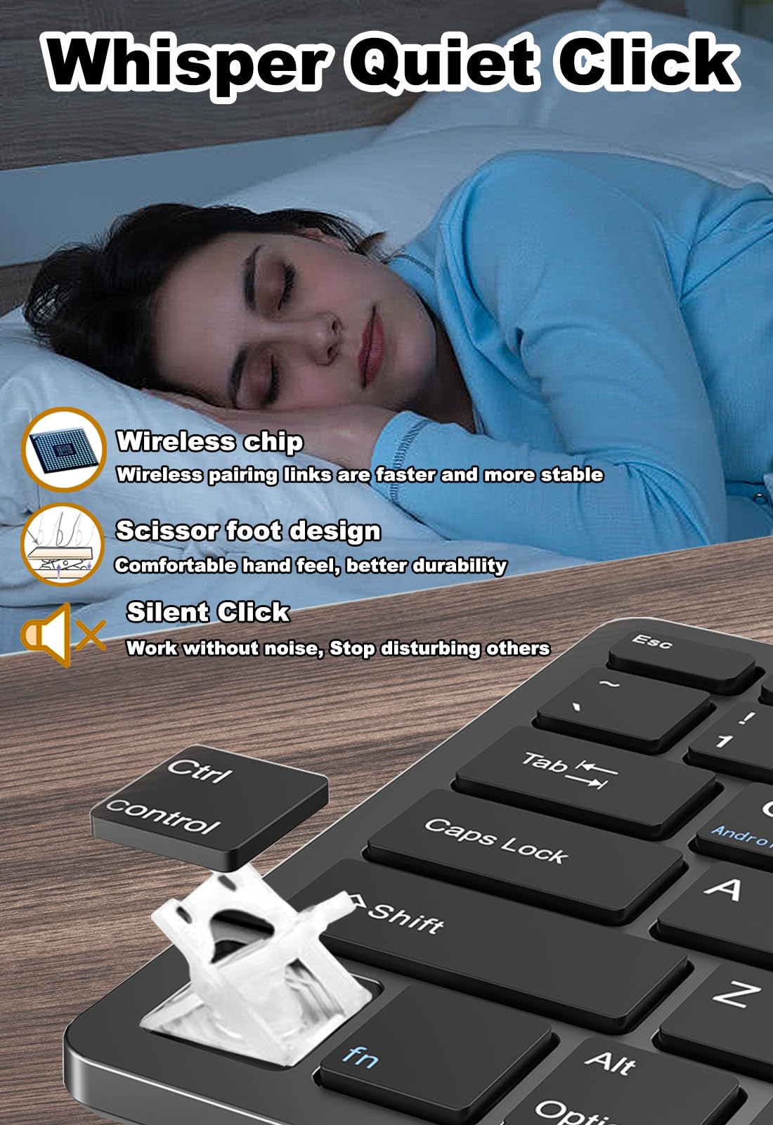 Ensembles Clavier et Souris sans Fil 2.4Ghz & 3 Bluetooth,Clavier Souris sans Fil Rechargeable Ultra-Fin Compact,Souris Silencieuse 3 D-PI Réglables,pour Ordinateur/PC/Laptop/Windows/Mac,QWERTY, Noir