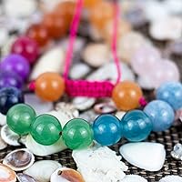 Vista 3 de DAZCOLO Pulsera de gemas hecha a mano con piedras preciosas de macramé ajustable de 0.315 in, cuentas redondas, cristales de cuarzo