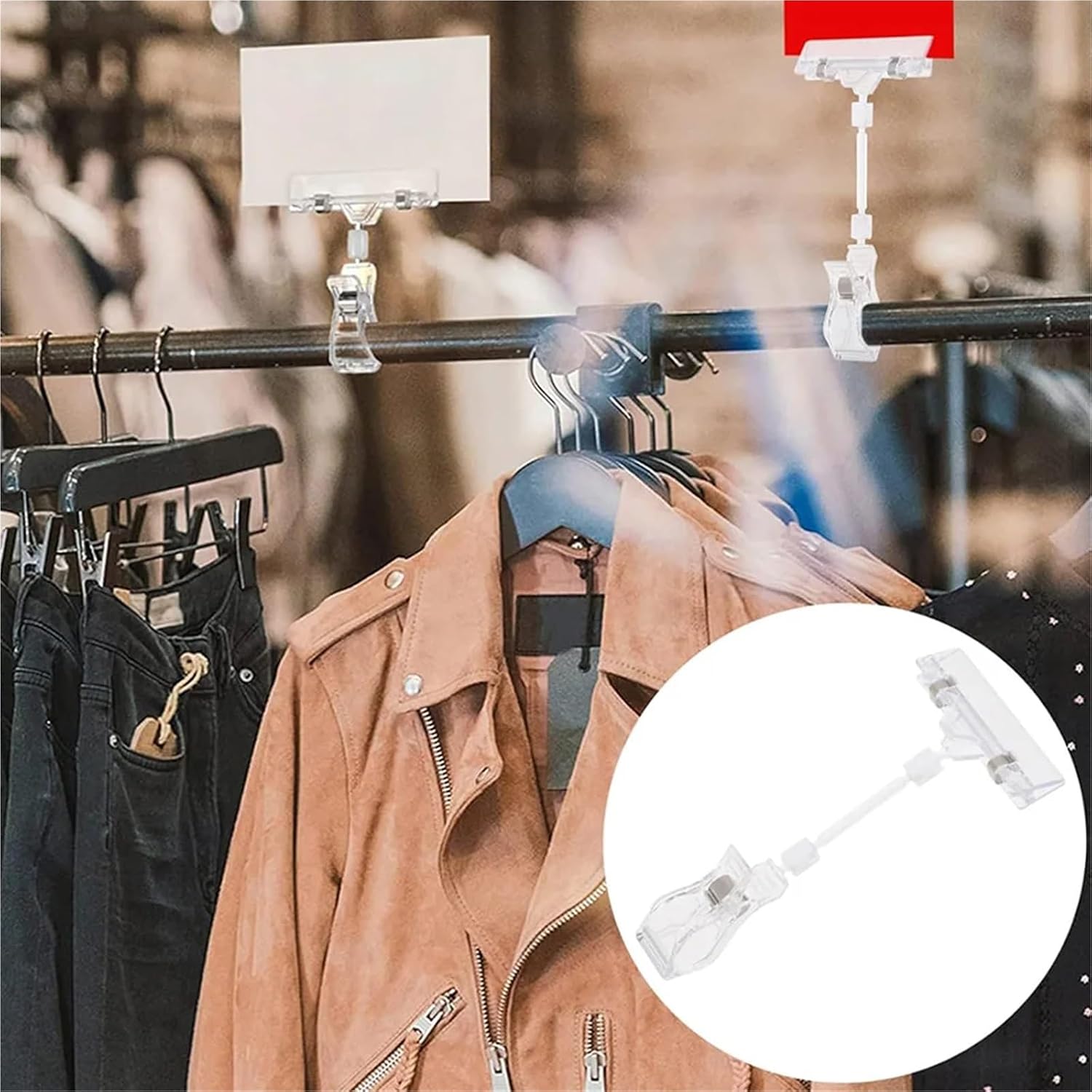 Price Tag Holder 30 Pcs Clear Plastic Sign Holder Clips Rotatable Double Head Display for Retail Rack for Retail Stores, Supermarkets and Trade Shows