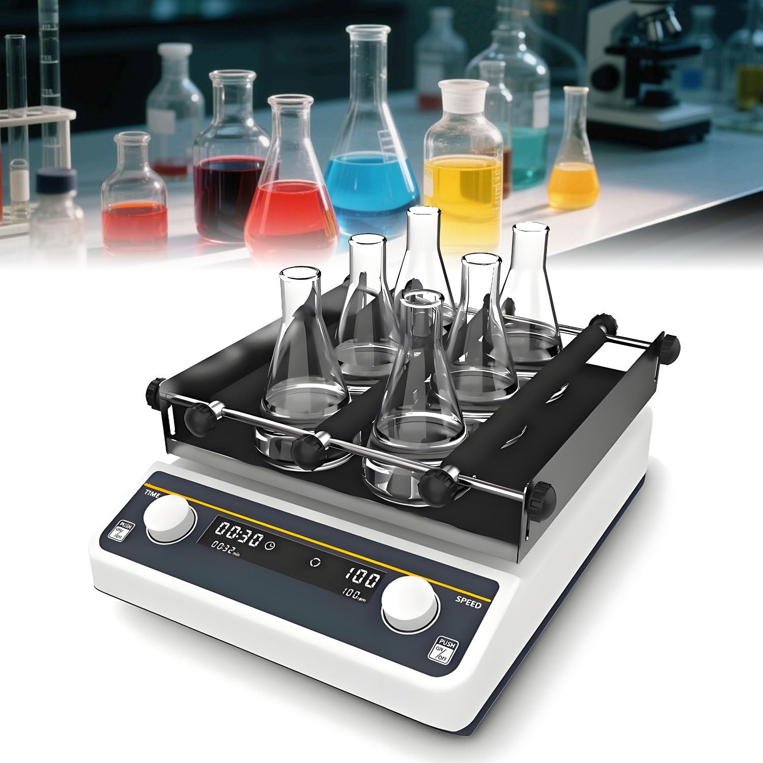 Agitador Orbital Digital de Laboratorio, Ajustable de 40 a 200 RPM, Modos temporizado y Continuo, agitador rotatorio Orbital Digital, para análisis químicos y biológicos. OS-20Pro
