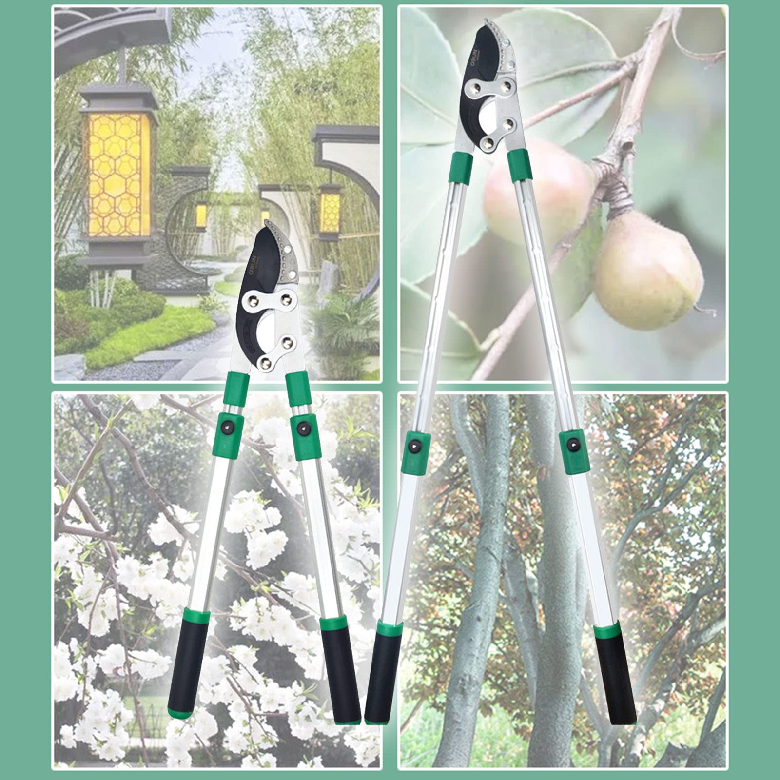 Tijera con Trinquete para Poda De Árboles 685-1020MM Tijeras Telescópicas con Yunque, Capacidad De Corte De 60MM, Herramientas Jardinería para Setos Y Ramas Gruesas Y Duras