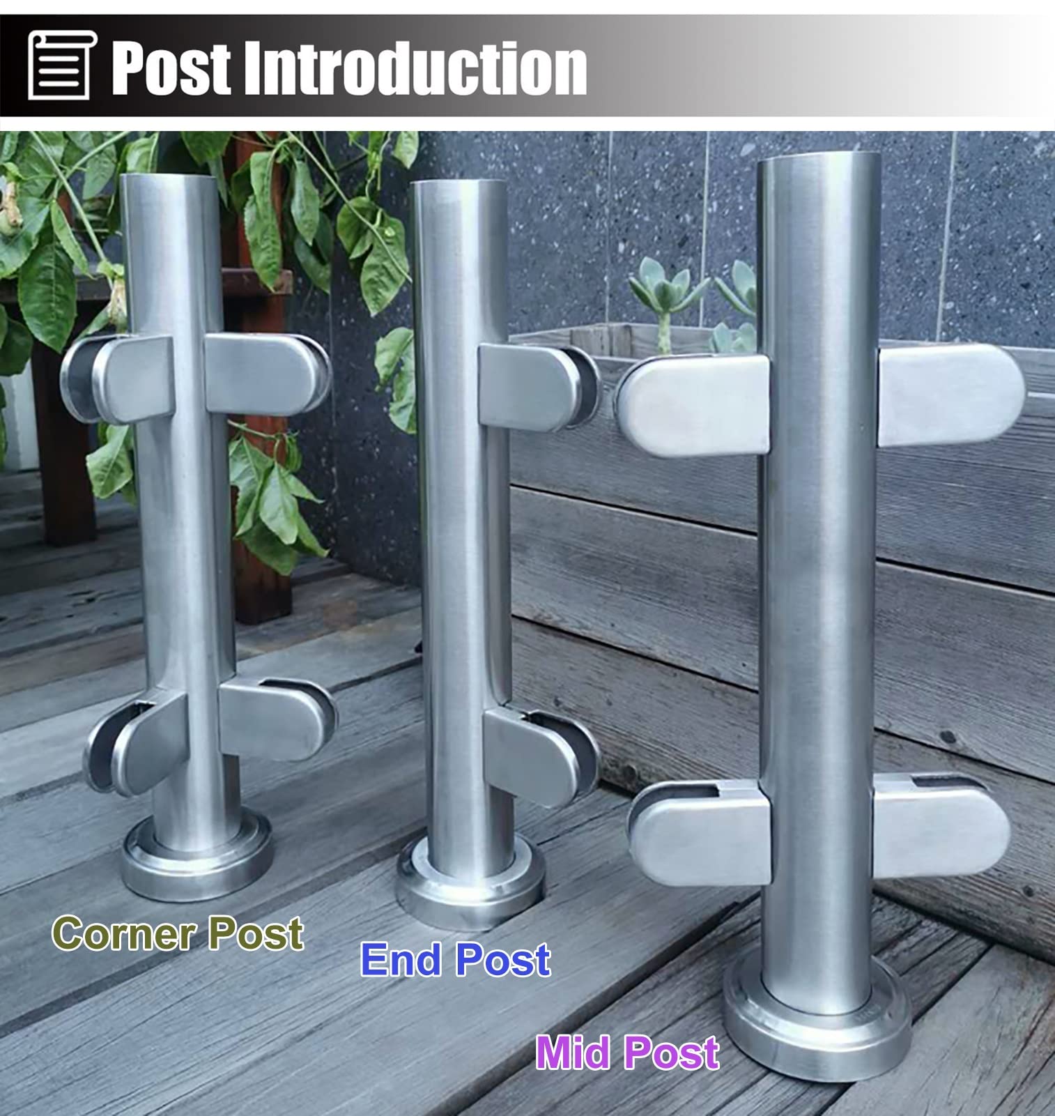 Stainless304 s - Kit de barandilla para exteriores con abrazaderas, poste de valla para diciembre y patios