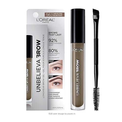 L'Oréal Paris Unbelieva-Brow Gel de cejas tintado impermeable de larga duración, rubio oscuro