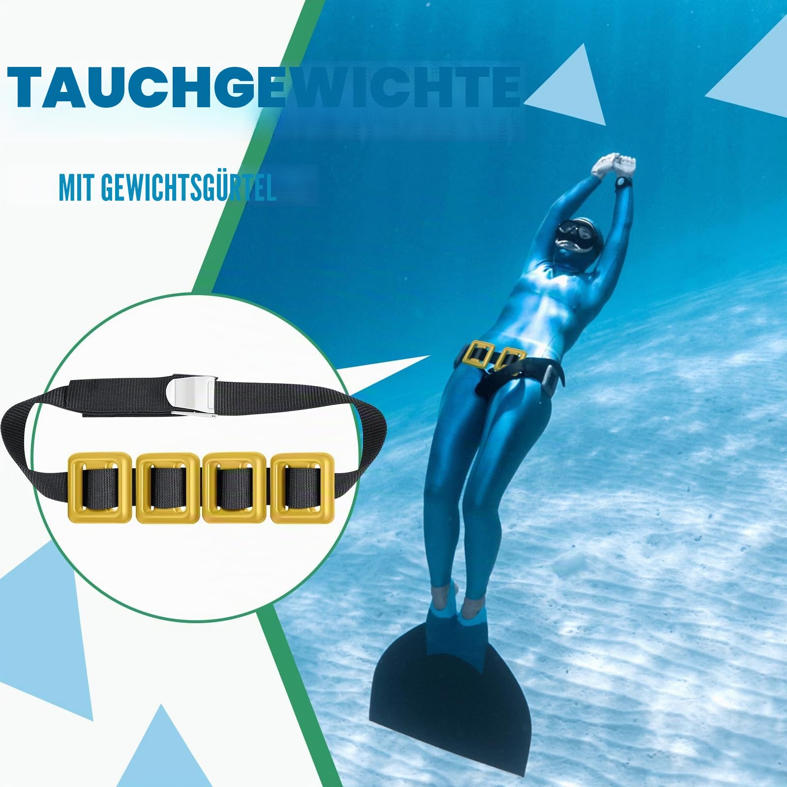 Tellegloww 4 Stück 1 kg Tauchgewichte, Gürtel für Tauchen, beschichtete Tauchgewichte, Nylon, Tauchgürtel mit 1 Metall-Schnellverschluss-Schnalle für freies Tauchen, Speerangeln