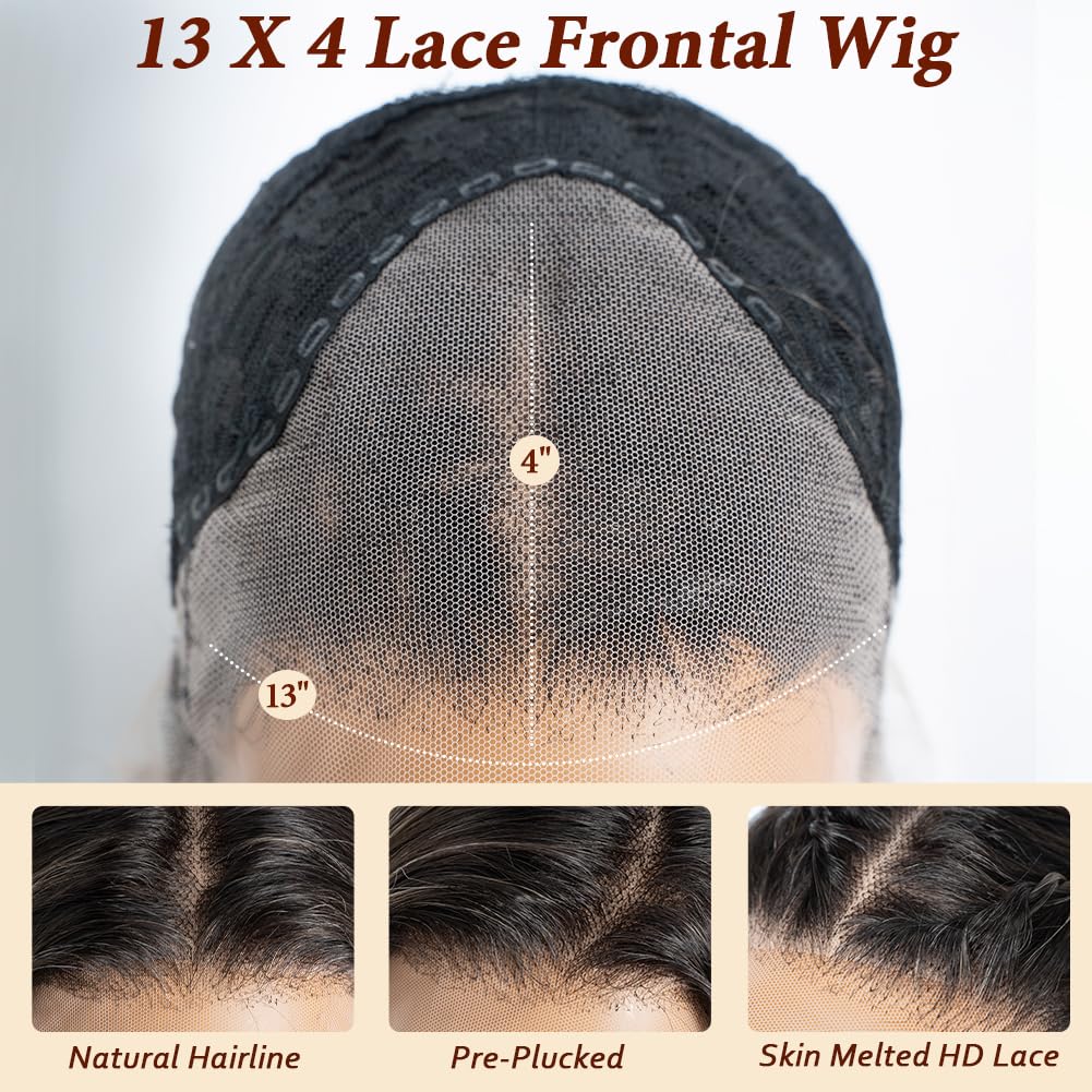 JOEDIR HAIR 13x4 Lace Front Wig 38 inches Super Long Straight Glueless Wigs Synthetic Hair Free Part 180% Density HD Transparent Heat Resistant (NTSN4/UN9/12R, 38 inches)