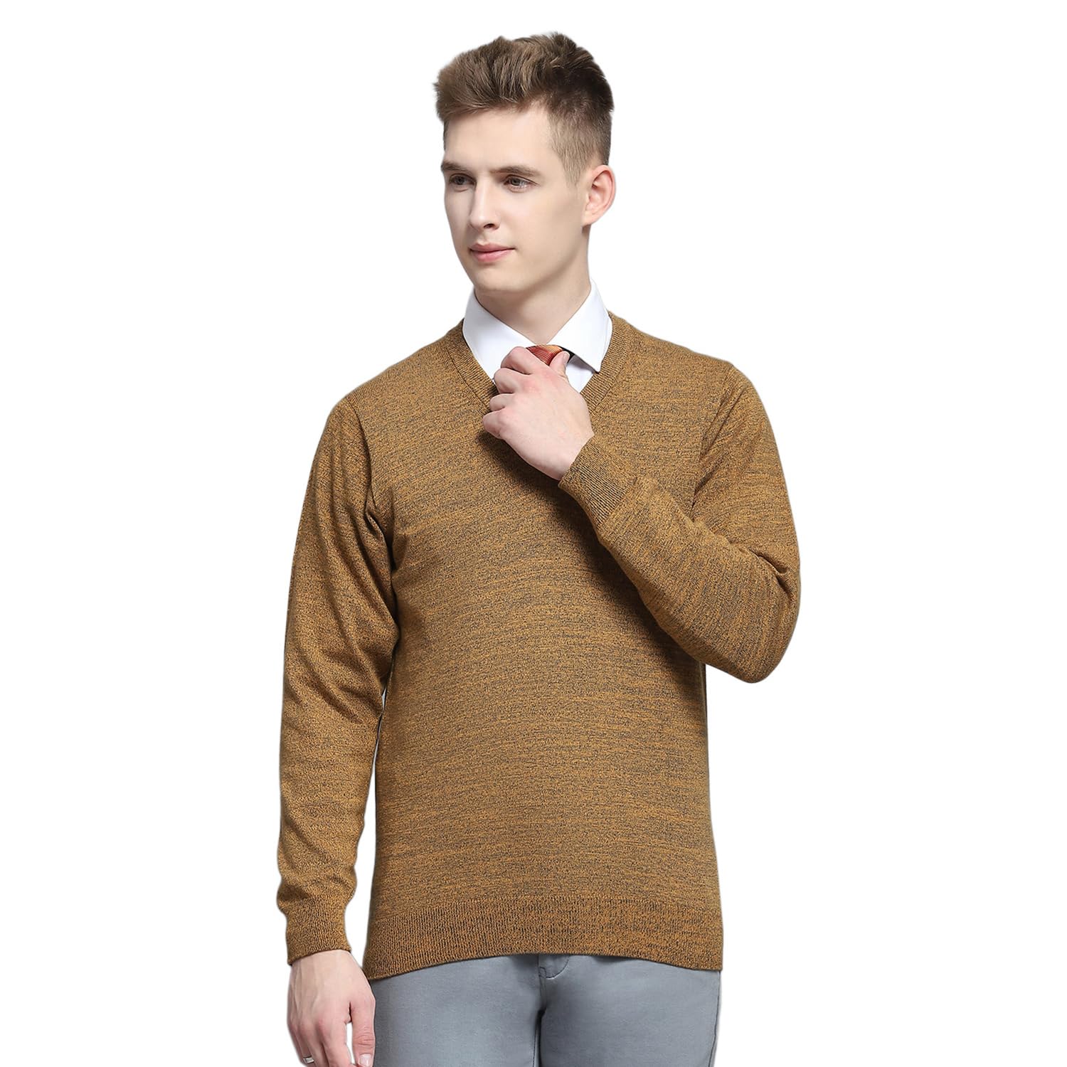 monte carlo Mens Solid Yellow V Neck Full Sleeve Pullover_1240550VN-475-picture-44
