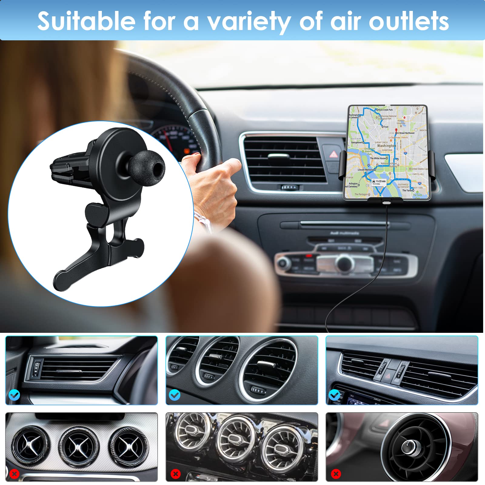 Qoosea Qi 15W Caricatore Wireless Auto, Doppia Bobina Caricabatteria da Auto Senza Fili Supporto Telefono per Bocchette e Cruscotto, Porta Cellulare Auto per Samsung Z Fold 4/3/2 iPhone Xiaomi Huawei