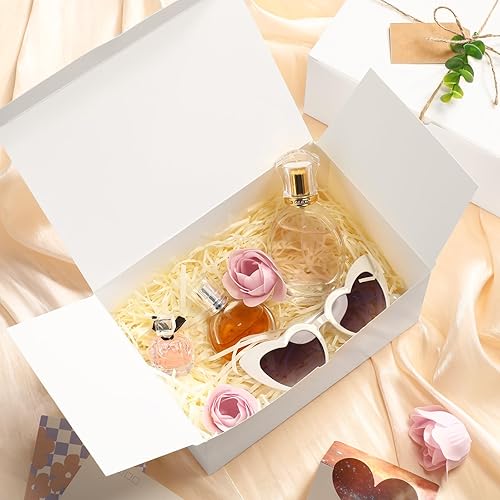 Miniatura 9 de Crtiin Juego de 8 cajas de regalo de 8 x 8 x 4 pulgadas, caja de regalo de papel dorado para dama de honor, propuesta de dama de honor, con tapas