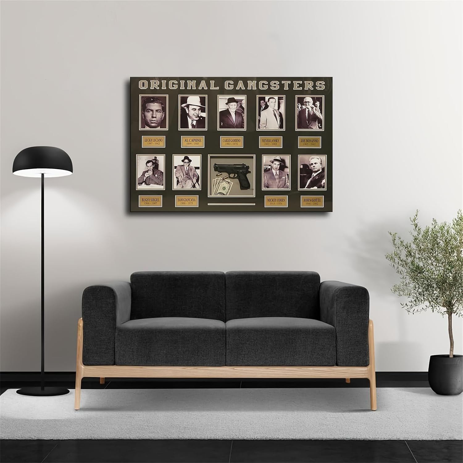 Gangster Al Capone Mafia Poster Home Decor Canvas Painting HD Picture Bedroom Living Room Decor Wall Art (08×12inch_Framed) image 2