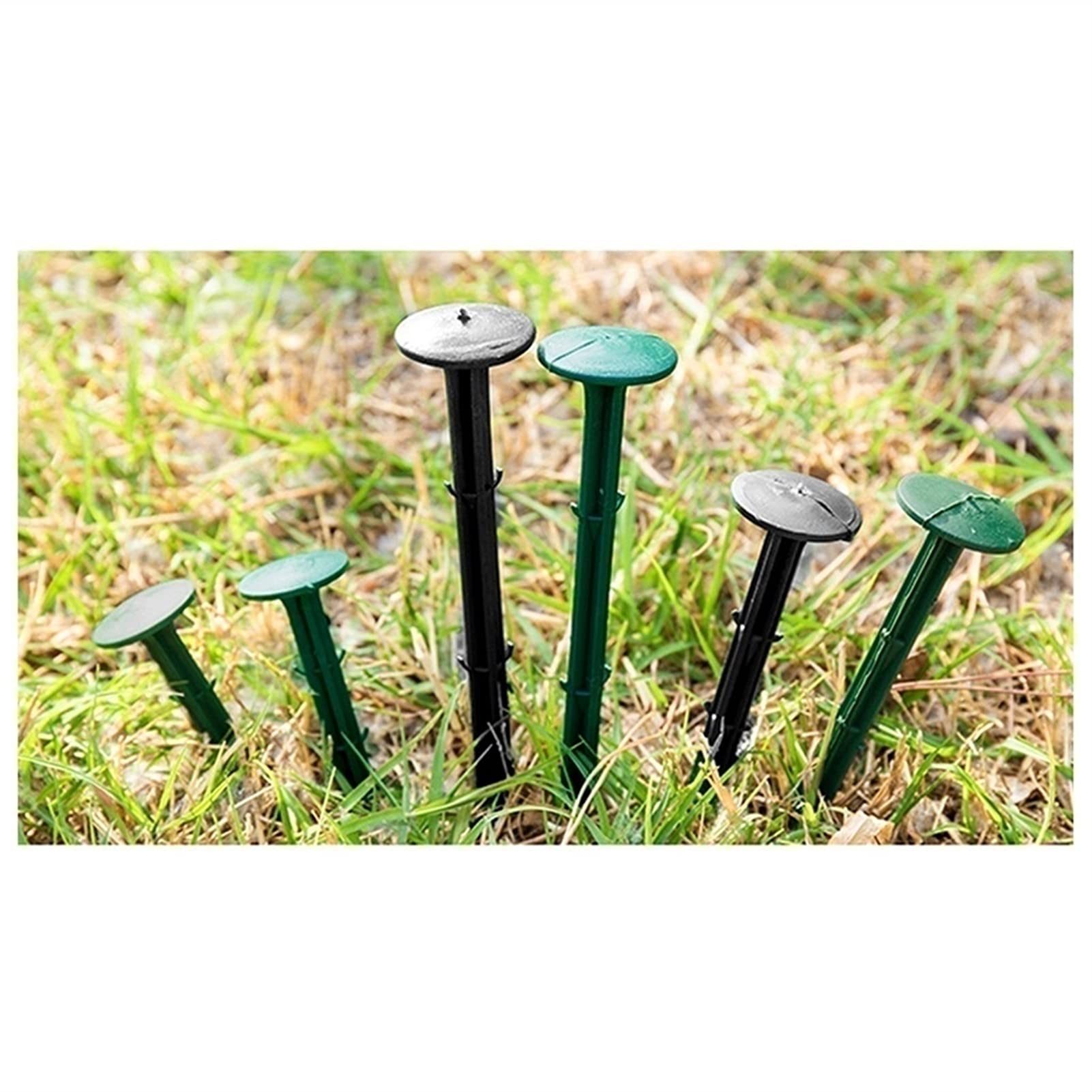 100 pinzas de plástico verde para tienda de campaña de jardín de 30 cm, grapas de tela de paisaje, anclajes de barrera de malezas resistentes para mantillo geotextil y cubierta del suelo
