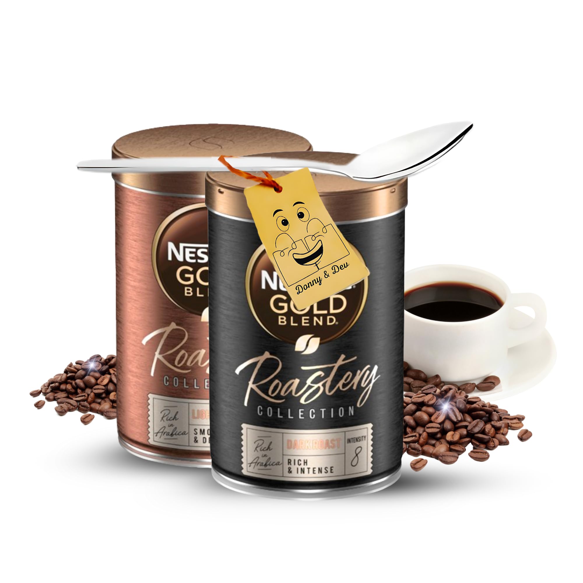 Instant Coffee Bundle Nescafe Gold Blend : 1x Nescafe Roastery Dark Roast (95g) 1x Nescafe Roastery Light Roast (95g) & 1x Little Spoon (Tea Spoon/Coffee Spoon) by Donny & Dev