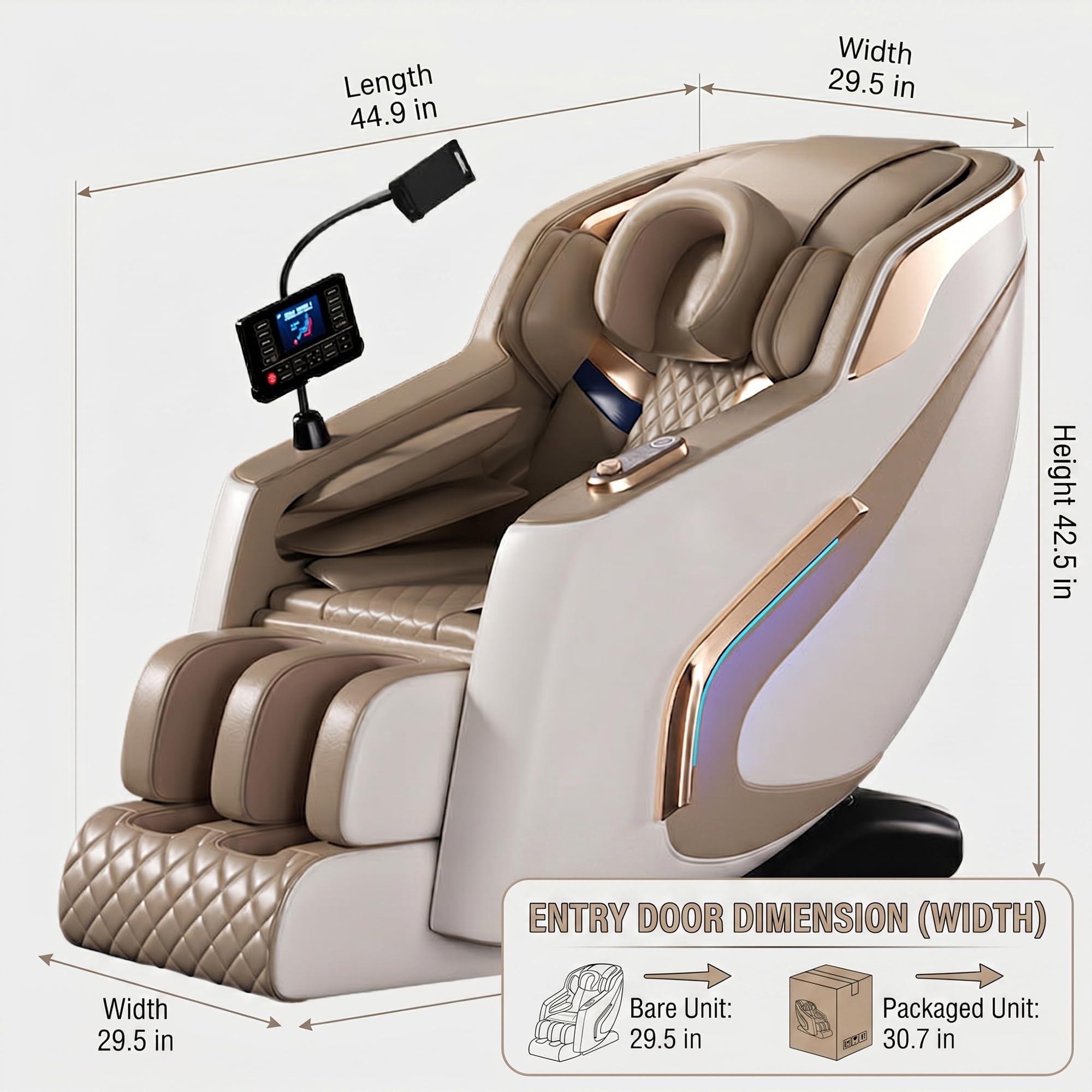 Sillón de Masaje Eléctrico, Carril SL Gravedad Cero con Escaneo Corporal IA, Calefacción, Airbags 360°, Pantalla LCD Táctil, Bluetooth, Sin Montaje(Beige)