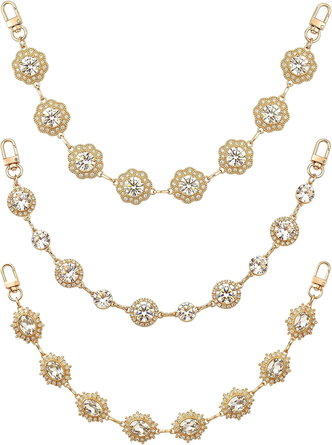 Nosiny 3 Pcs Crystal Bag Chain Charms Rhinestone Detachable