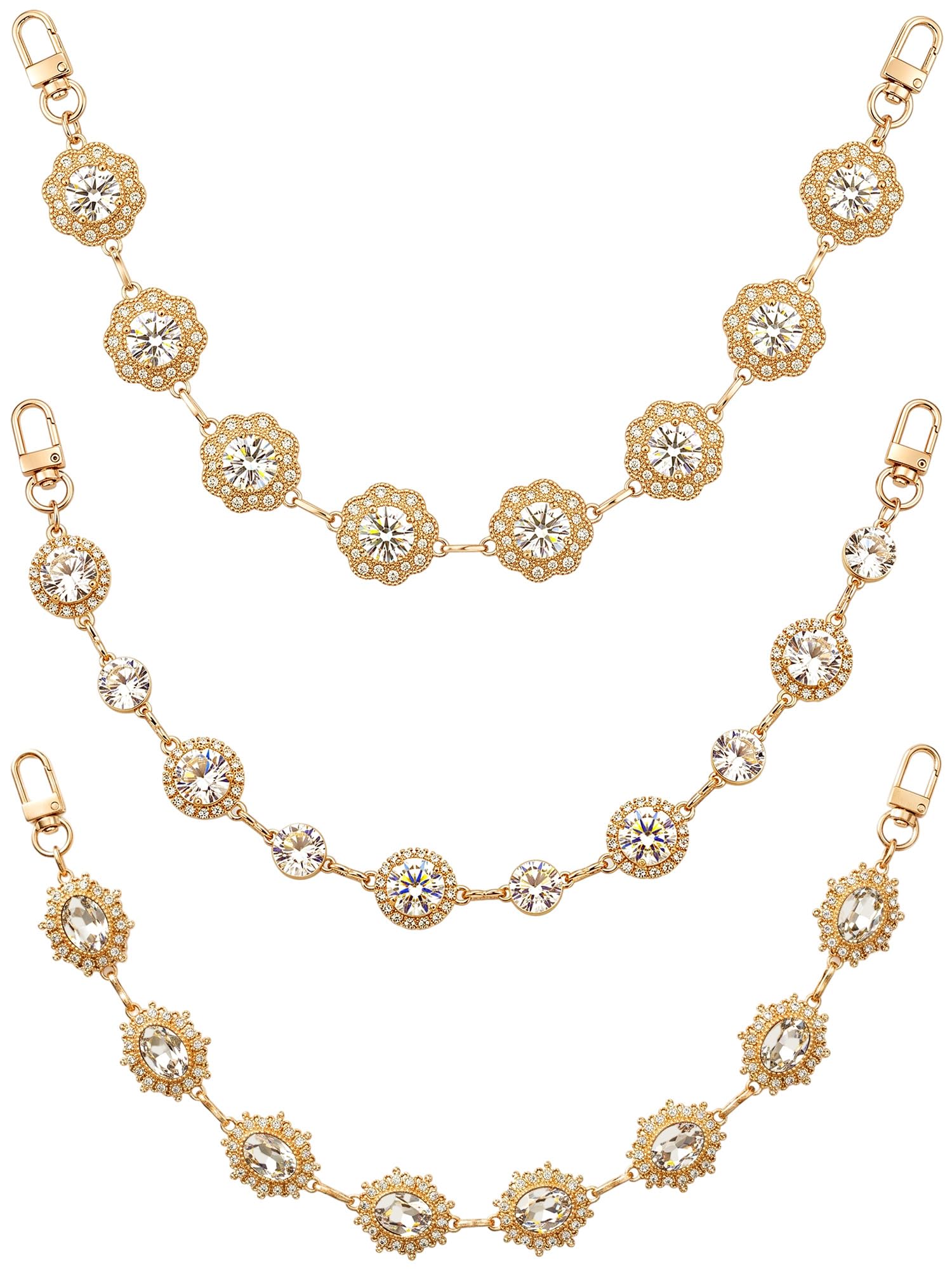 Nosiny 3 Pcs Crystal Bag Chains for Handbags, Handbag Purse Replacement