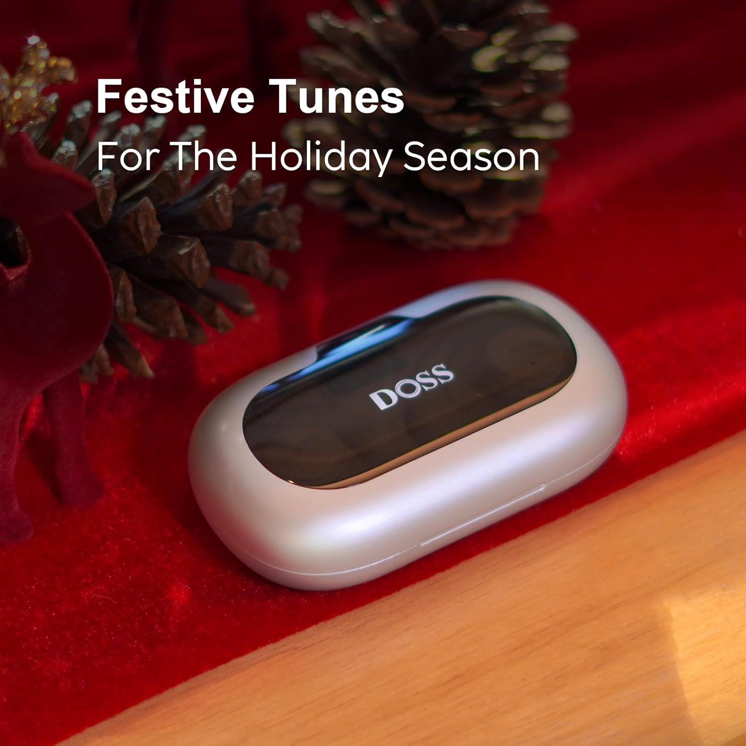 DOSS Open Ear Headphones with Superior Sound, Clear Calls, 30Hrs Playtime, Comfort Fit, Ultra-Lightweight Design with Rotatable Ear Hooks, Maximized Comfort, Bluetooth 5.3 Earbuds - Black