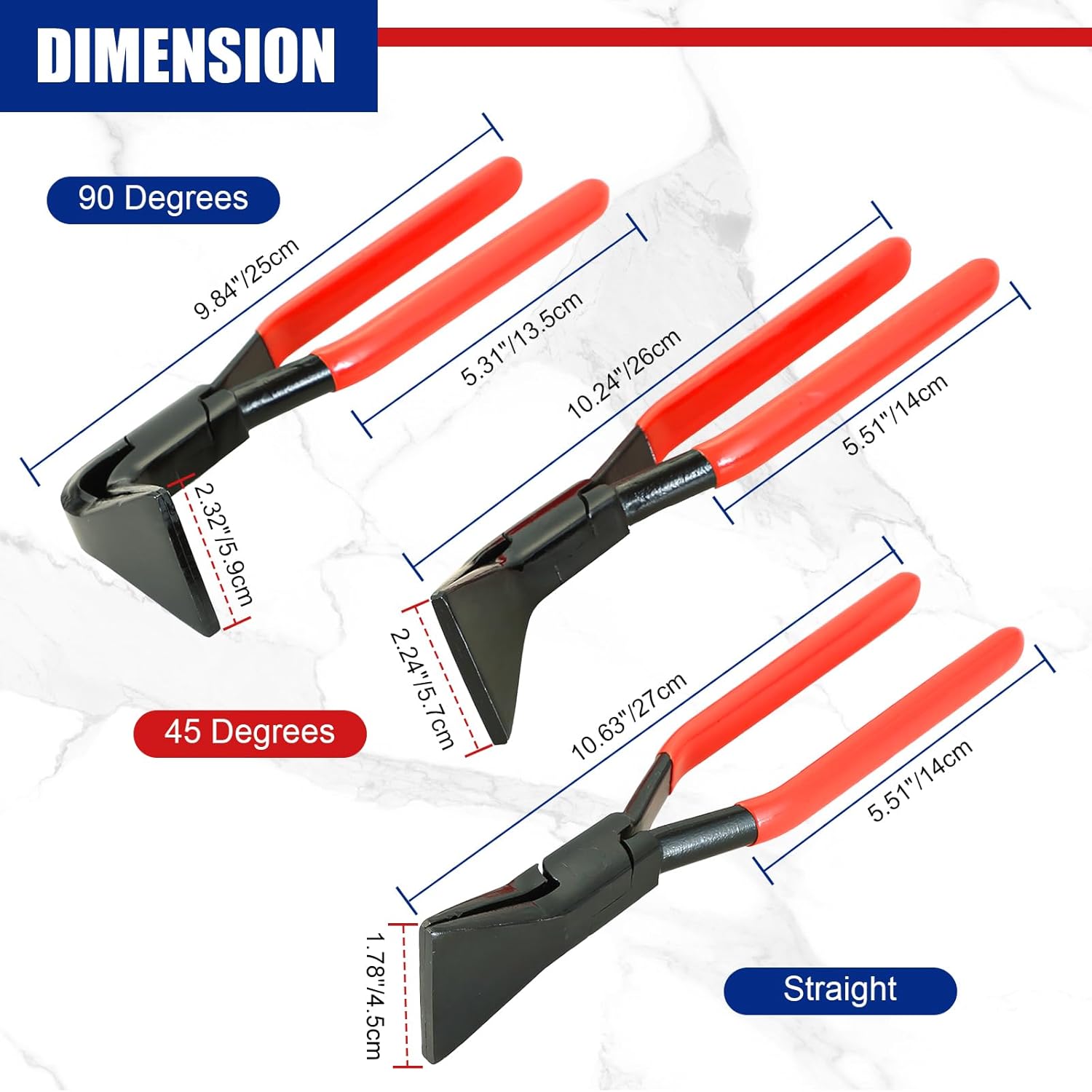 NYXOVA 3-Piece Sheet Metal Bending Pliers Set, Hand Seamers for Roofers, Plumbers, Straight, 45 & 90 Metal Bender Tool