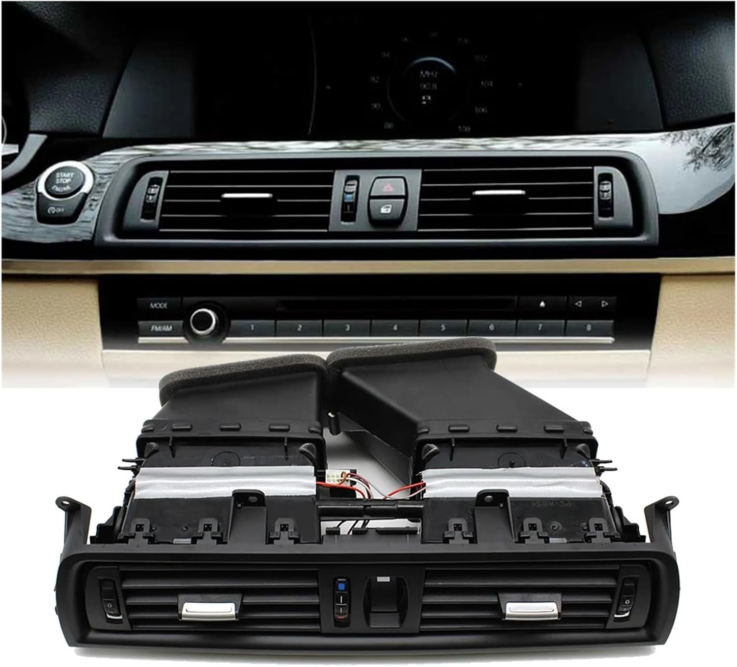 Front Central Air Conditioner Ac Vent Grille Outlet Assembly Compatible For BMW 5 Series F10 F11 523 525 528 530 64229209136 64229166885(With Chrome)