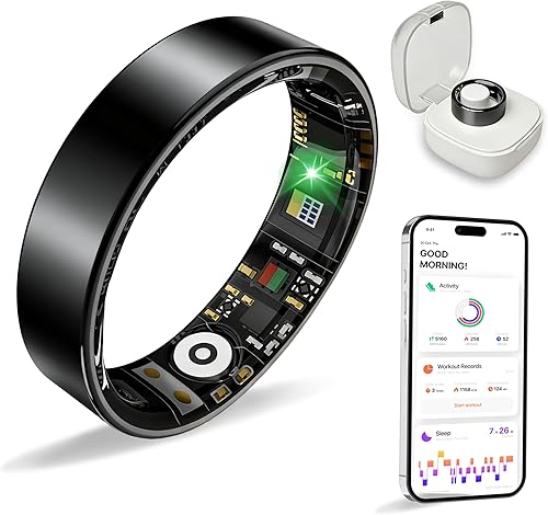 prxxhri Smart Ring Health Tracker， Sleep/Exercise Monitoring, iOS/Android, IP68 