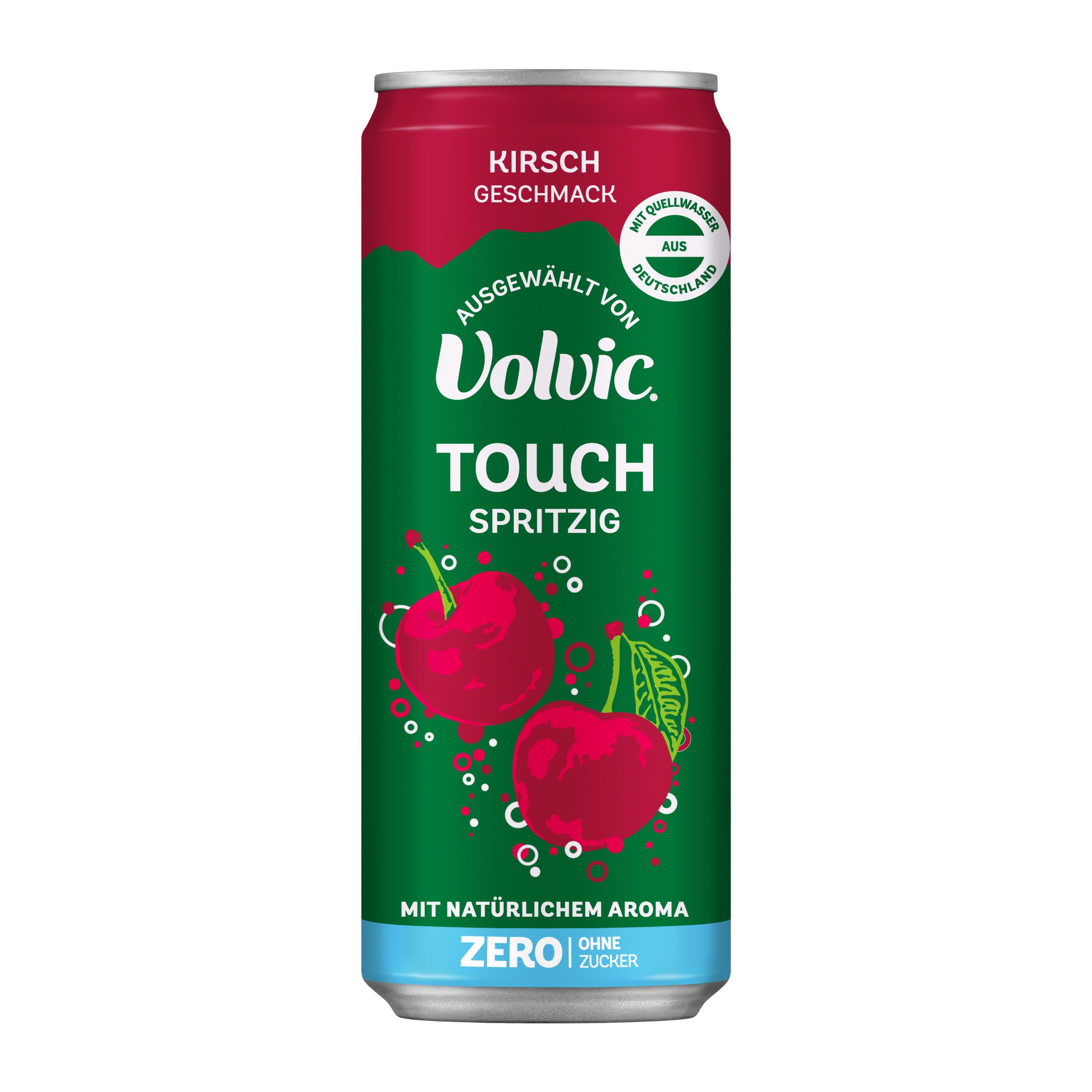 Volvic Touch Spritzig Zero ausgewählt von Volvic – Kirsch Geschmack – Ohne Kalorien – 12 x 0,33 l