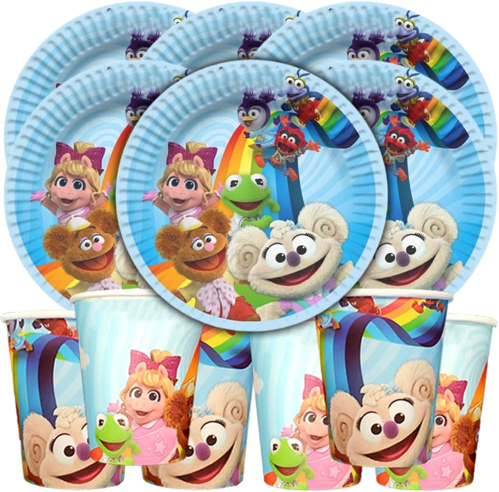 COMBO 12PC MUPPE INCLUDES 6PC KIDS CUP + 6PC CAKE PLATE PARTY SUPPLIES FAVOR DECORATIONS THEME IDEA FUN CELEBRATION HAPPY BIRTHDAY FAVOR GIFT CENTERPIECE