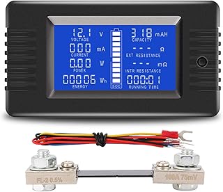 AUTENS DC Multifunction Battery Monitor Meter with LCD Display, 0-200V 0-100A Voltage Current Power Energy Impedance Resistance Capacity Multimeter Ammeter Voltmeter Digital Tester