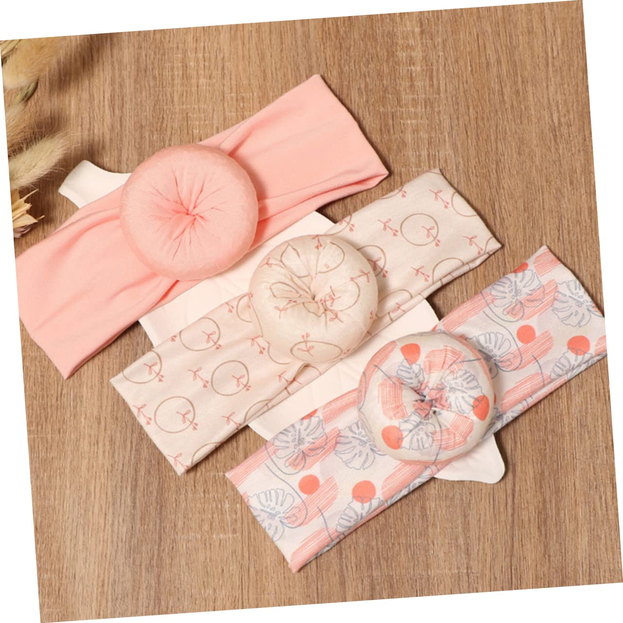ibasenice 4 Sets Süßes Baby-donuts-stirnband Für Neugeborene Mädchen Geknotete Wraps Haarband Aus Weicher Baumwolle Zubehör Für Kleinkinder 3 Stück X 4