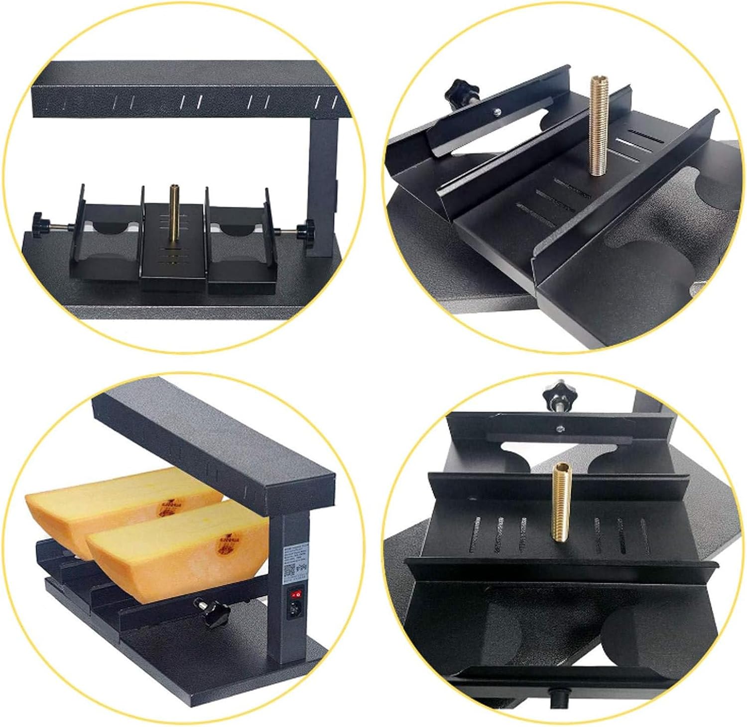 Raclette Cheese Melter Machine Commercial Dispender Electric for 2 Pieces of Half Cheese Wheel,Multi-Function Swiss Dish Maker | Rapid Heating