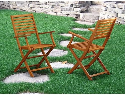 Miniatura 2 de East West Furniture BBSCANA Beasley - Sillas de comedor plegables para patio con reposabrazos, madera de acacia, juego de 2, aceite natural
