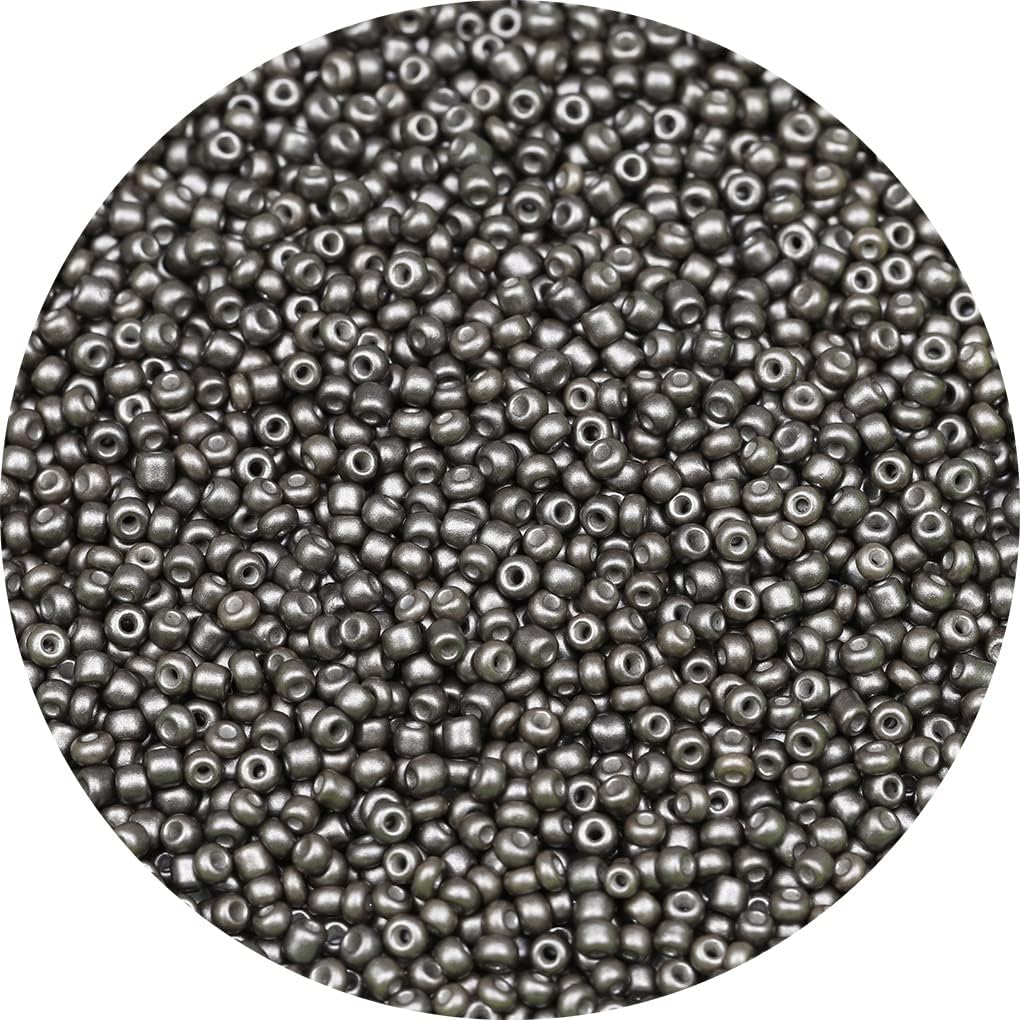 2mm Gray Seed Beads 12/0, 50grams About 5000pcs Seed Beads for Making Waist Bracelet Earring Necklace Jewelry