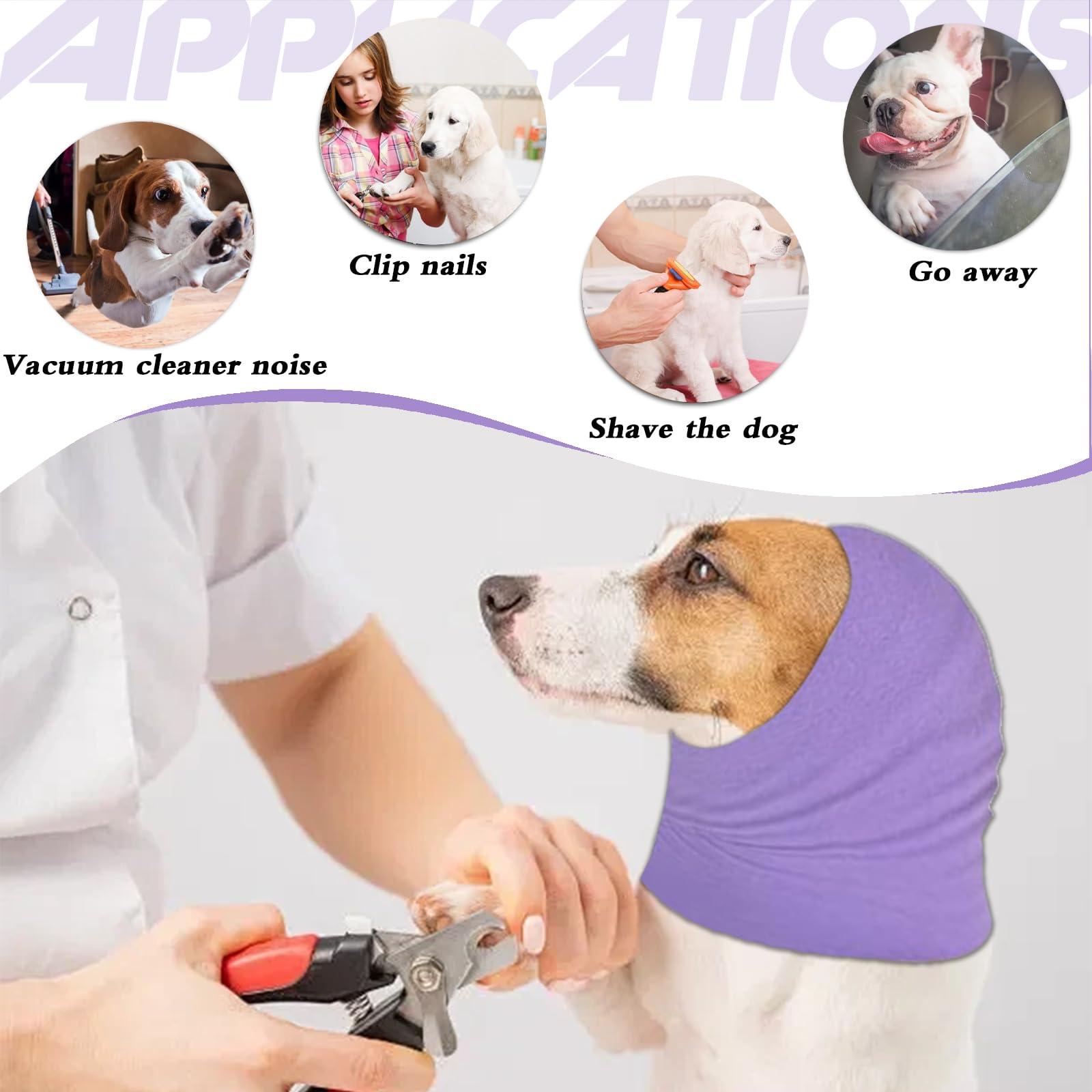 Copriorecchie per Cani - Set di 3 Cuffie Calde e Confortevoli in Nero, Viola e Rosa - Eleganti e Versatili - Protettive Antirumore per Orecchie