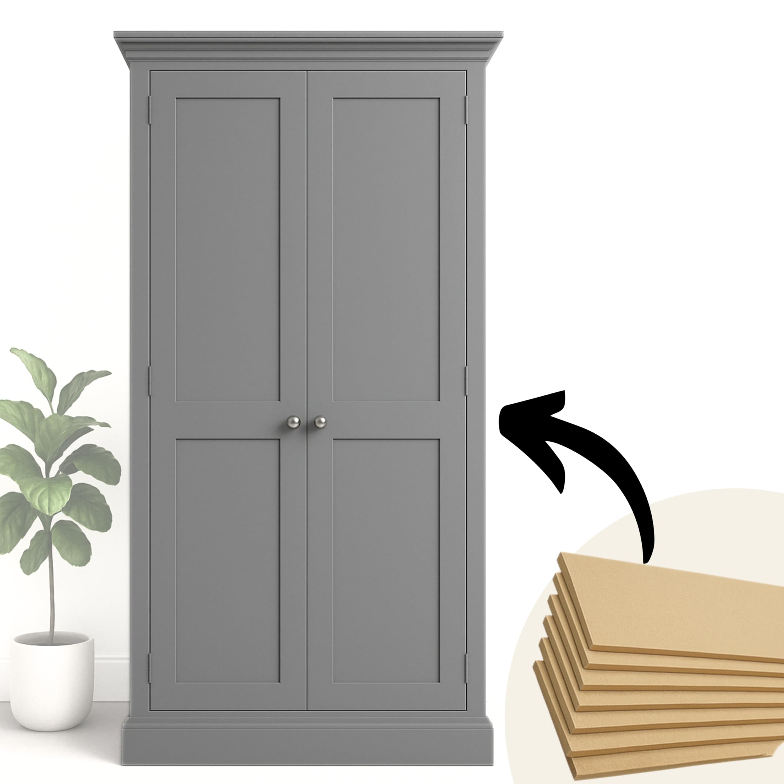 Sterzeal 15 MDF Slats Wardrobe & Kitchen Shaker Wall Panelling Kit (10x 100cm + 5x 50cm) Paintable Wood Panels – Moisture-Resistant HDF – DIY Furniture & Cabinet Makeover Strips 3D Wall Panels