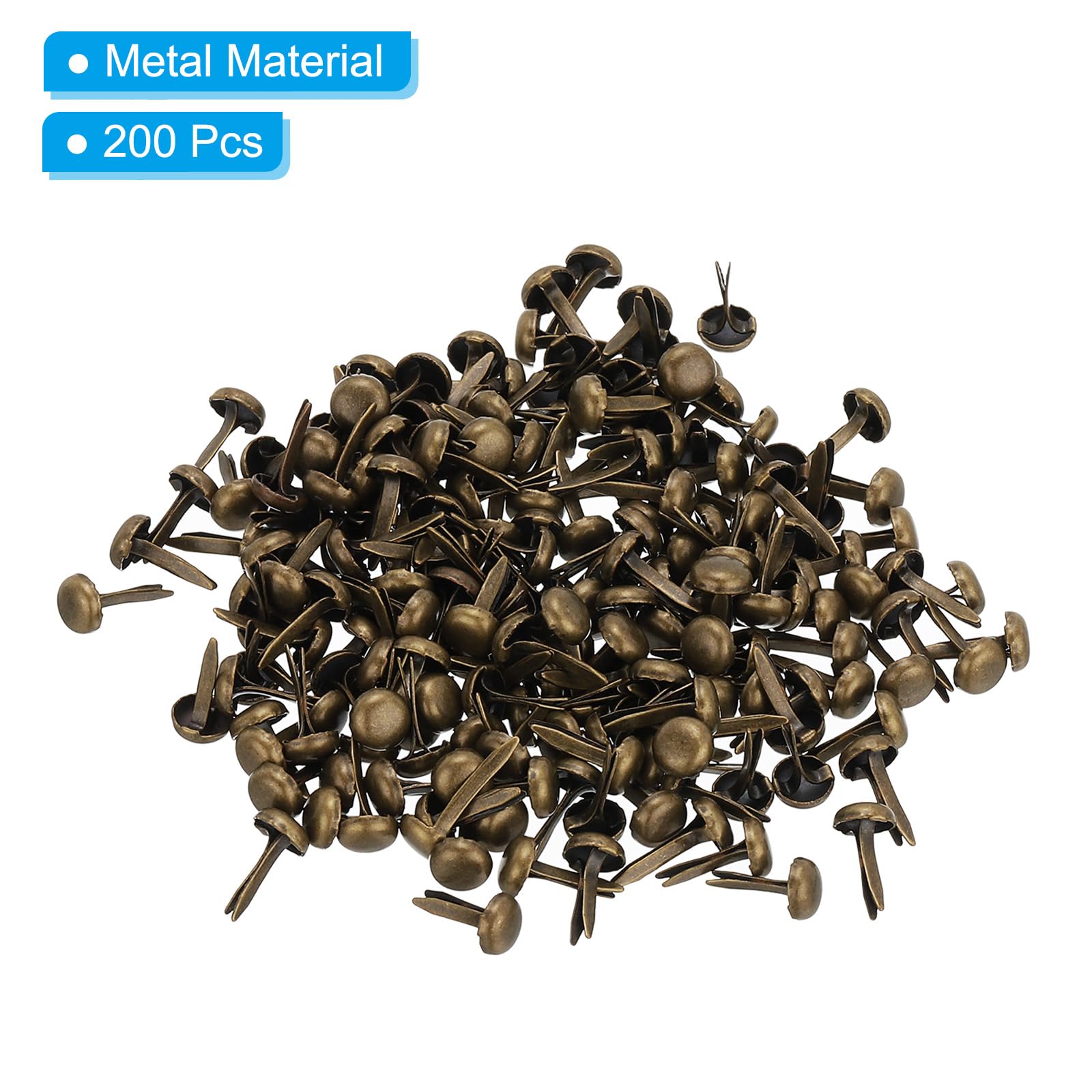 PATIKIL Fermacarte in Ottone Carta Spaccata Mini Chiodi Metallici Tondi Placcati per Artigianato Scrapbooking, Bronzo, 5 x 9 mm