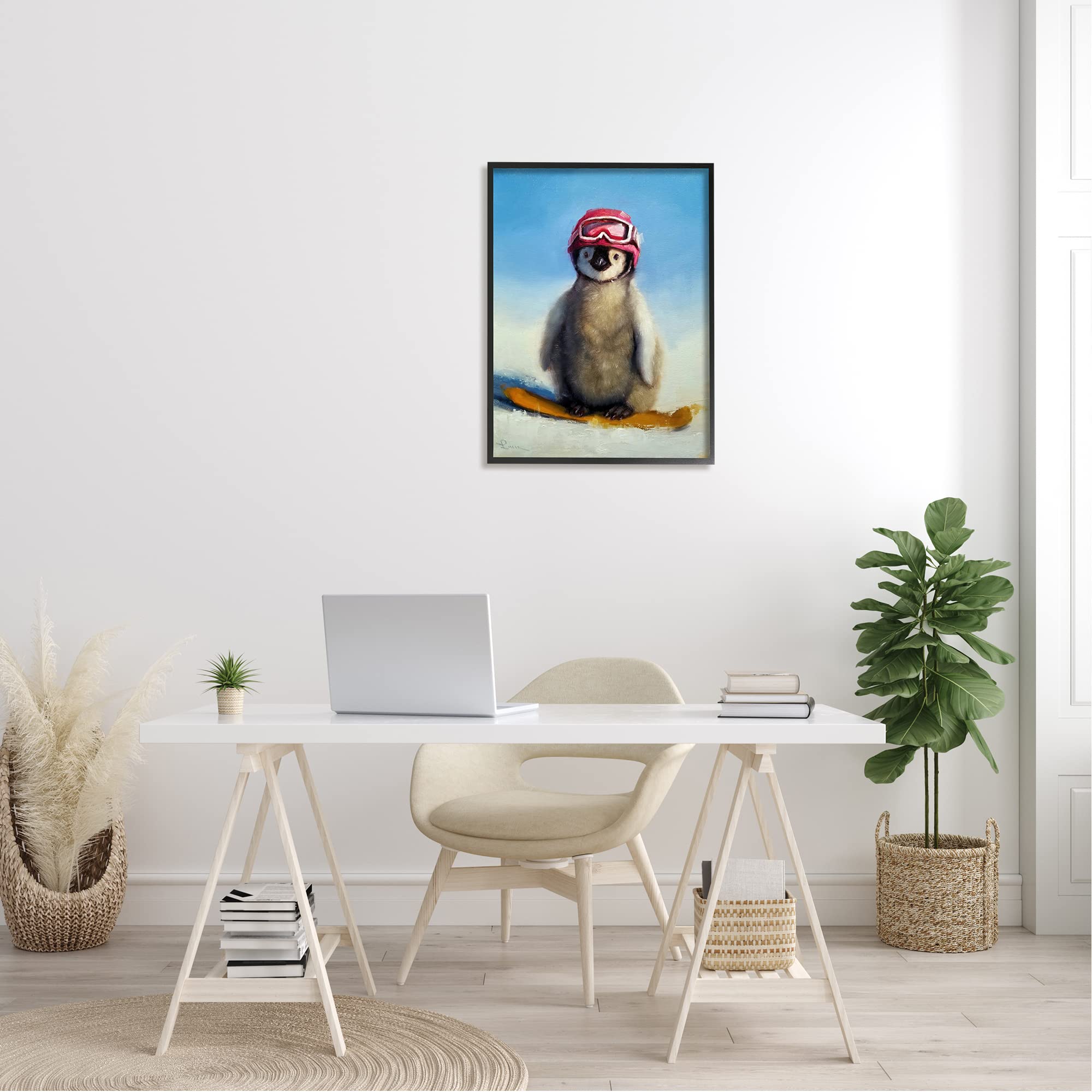 Stupell Industries スノーウィーペンギンひよこ スノーボード スポーツ レッドゴーグル Lucia Heffernan デザイン Amazon.co.jp: Stupell Industries スノーウィーペンギンひよこ