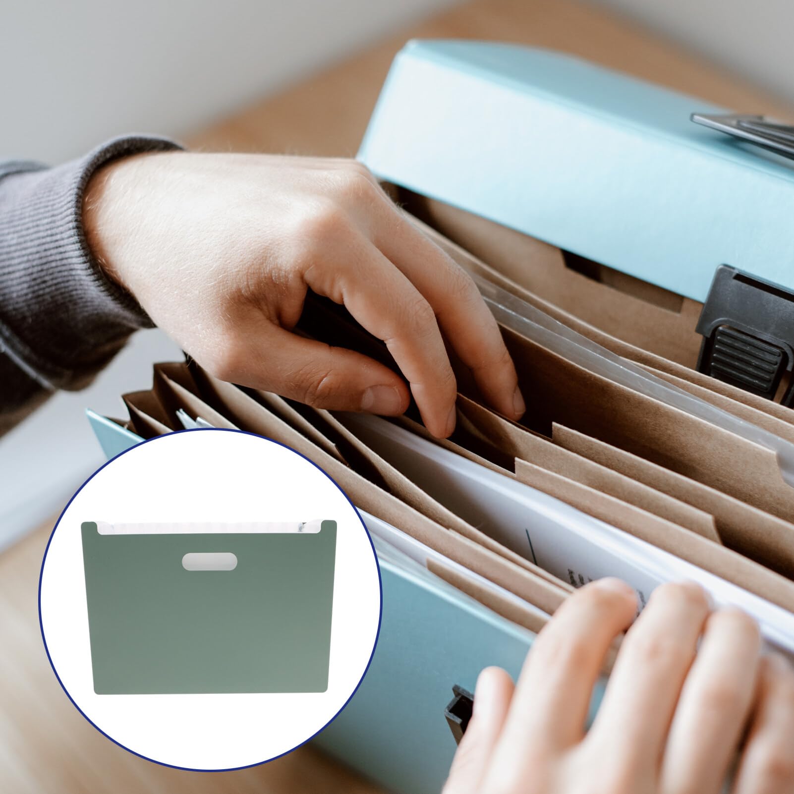 Foldery, Menedżer plików Organizer A4 Accordian Organizer na dokumenty Teczka na dokumenty z 13 kieszeniami Przenośne pudełko na dokumenty do przechowywania rachunków papierowych Zielony