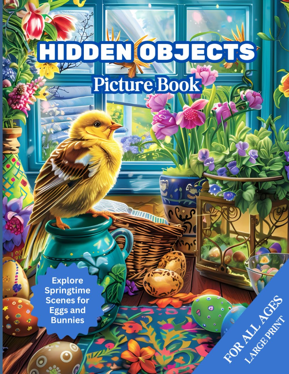 Hidden Objects Picture Book: Search and Find | Fun Activities For All Ages | 25 Amazing Spring Scenes | Find the Eggs and Bunnies | Large Print |