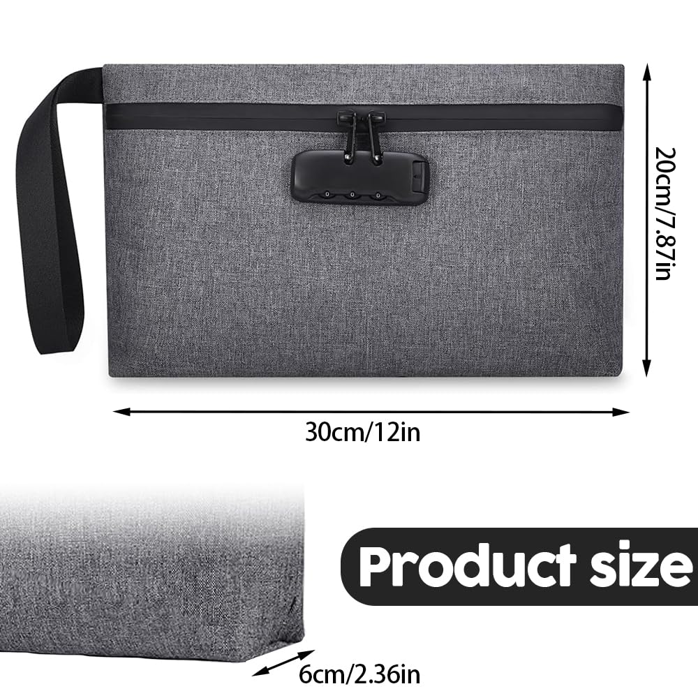 Bolsa Antiodor con Cerradura de Combinación, 32 x 20 cm Bolsa de Dinero Impermeable, Prueba de Olores, Antirrobo, Viajar Bolsa de Almacenamiento, para Almacenar Efectivo y Objetos (gris)