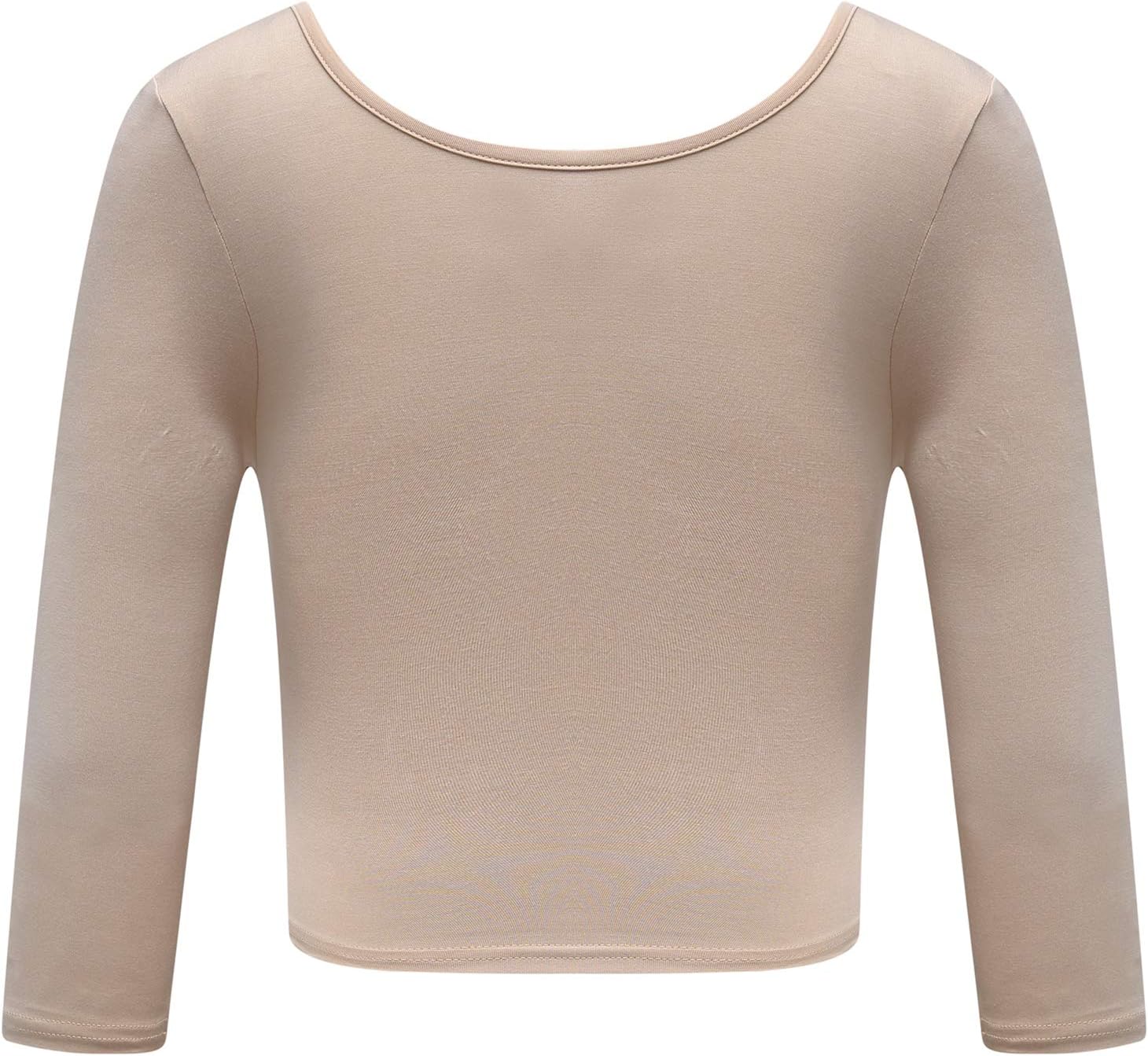 OThread & Co. Women's Crop Tops Basic Stretchy Scoop Neck 3/4 Sleeve T-Shirt - Image 5
