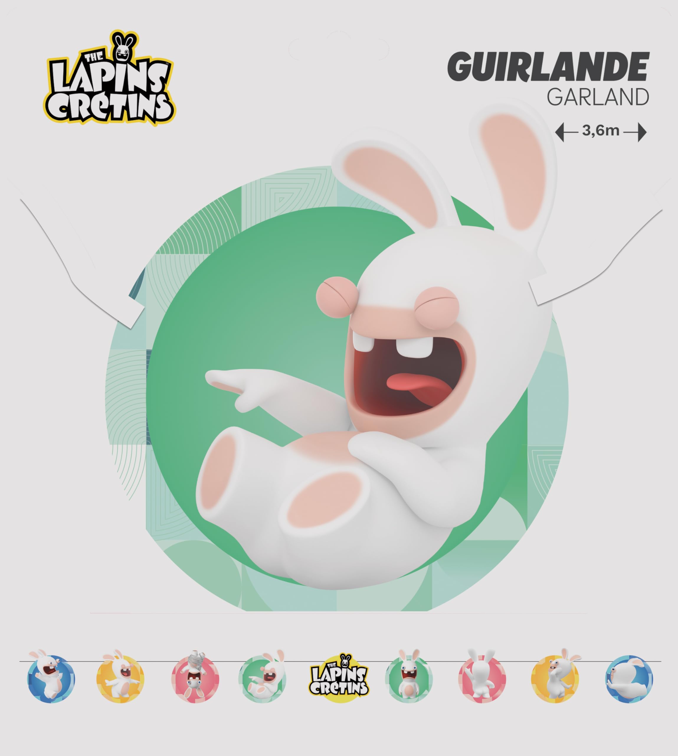 P'TIT CLOWN - 23338 - Girlanda Rabbids - 3,6 m - Idealna na urodziny dla dzieci - Oficjalna licencja