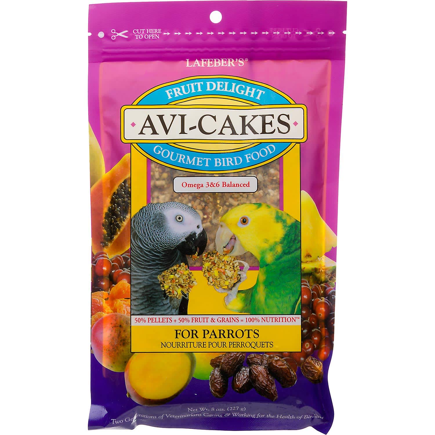LAFEBER'S Fruit Delight Avi-Cakes Pet Bird Food, Made with Non-GMO and Human-Grade Ingredients, for Parrots (8 oz Pack of 1)